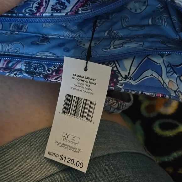 Vera Bradley DISNEY Cinderella Blue and Pink Paisley Bag - Picture 4 of 5